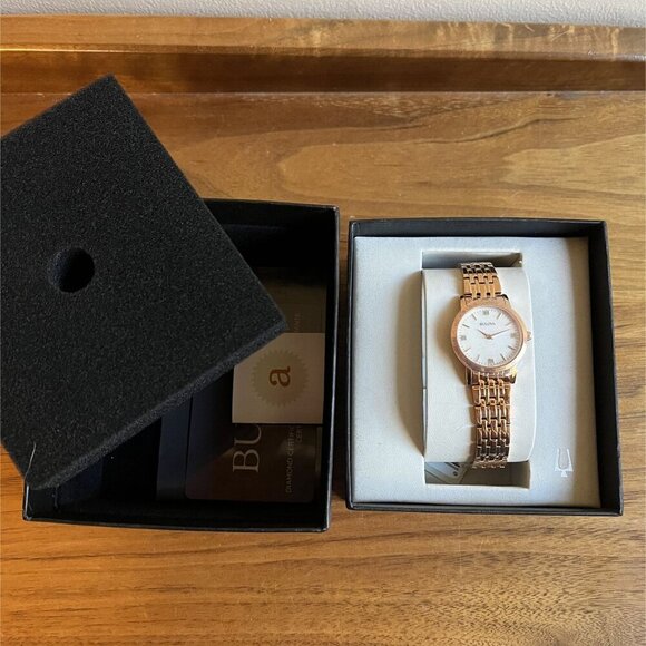 Bulova NEW Ladies Rose Gold Diamond Watch With Certificate  display picture 3